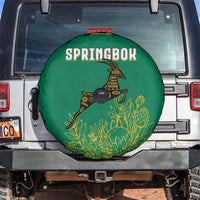South Africa Springboks Spare Tire Cover with Tribal Antelope Design and Floral Accents