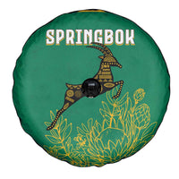 South Africa Springboks Spare Tire Cover with Tribal Antelope Design and Floral Accents