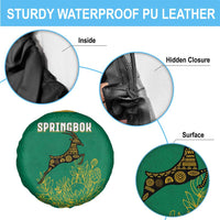 South Africa Springboks Spare Tire Cover with Tribal Antelope Design and Floral Accents