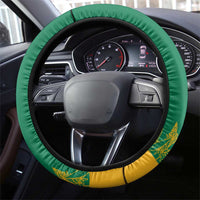 South Africa Springboks Steering Wheel Cover with Tribal Antelope Design and Floral Accents