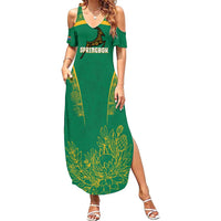 South Africa Springboks Summer Maxi Dress with Tribal Antelope Design and Floral Accents
