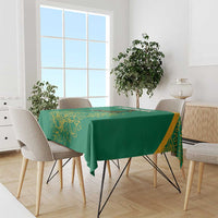 South Africa Springboks Tablecloth with Tribal Antelope Design and Floral Accents