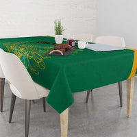 South Africa Springboks Tablecloth with Tribal Antelope Design and Floral Accents