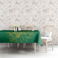 South Africa Springboks Tablecloth with Tribal Antelope Design and Floral Accents