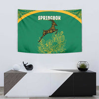 South Africa Springboks Tapestry with Tribal Antelope Design and Floral Accents