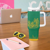 South Africa Springboks Tumbler With Handle with Tribal Antelope Design and Floral Accents