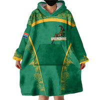 South Africa Springboks Wearable Blanket Hoodie with Tribal Antelope Design and Floral Accents
