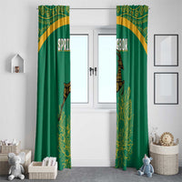 South Africa Springboks Window Curtain with Tribal Antelope Design and Floral Accents