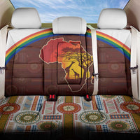 African Sunset Heritage Back Car Seat Cover Tribal Pattern with Continent Silhouette, Rainbow Arc & Safari Scene