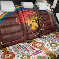 African Sunset Heritage Back Car Seat Cover Tribal Pattern with Continent Silhouette, Rainbow Arc & Safari Scene