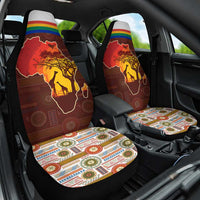 African Sunset Heritage Car Seat Cover Tribal Pattern with Continent Silhouette, Rainbow Arc & Safari Scene