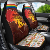 African Sunset Heritage Car Seat Cover Tribal Pattern with Continent Silhouette, Rainbow Arc & Safari Scene