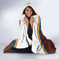 African Sunset Heritage Hooded Blanket Tribal Pattern with Continent Silhouette, Rainbow Arc & Safari Scene
