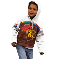 African Sunset Heritage Kid Hoodie Tribal Pattern with Continent Silhouette, Rainbow Arc & Safari Scene