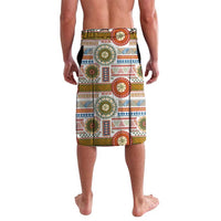 African Sunset Heritage Lavalava Tribal Pattern with Continent Silhouette, Rainbow Arc & Safari Scene