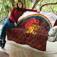 African Sunset Heritage Quilt Tribal Pattern with Continent Silhouette, Rainbow Arc & Safari Scene