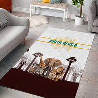 South Africa Wildlife Pride Area Rug Big Five with National Flag and Protea Floral Accent