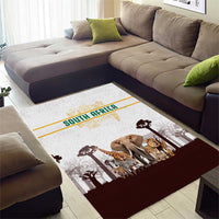 South Africa Wildlife Pride Area Rug Big Five with National Flag and Protea Floral Accent