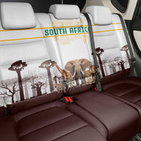 South Africa Wildlife Pride Back Car Seat Cover Big Five with National Flag and Protea Floral Accent