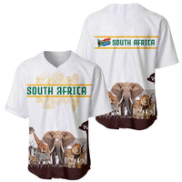 South Africa Wildlife Pride Baseball Jersey Big Five with National Flag and Protea Floral Accent
