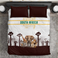 South Africa Wildlife Pride Bedding Set Big Five with National Flag and Protea Floral Accent