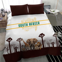 South Africa Wildlife Pride Bedding Set Big Five with National Flag and Protea Floral Accent