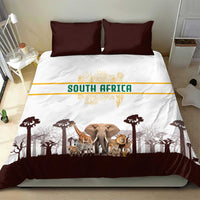 South Africa Wildlife Pride Bedding Set Big Five with National Flag and Protea Floral Accent
