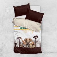 South Africa Wildlife Pride Bedding Set Big Five with National Flag and Protea Floral Accent