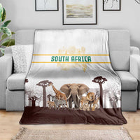 South Africa Wildlife Pride Blanket Big Five with National Flag and Protea Floral Accent