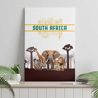 South Africa Wildlife Pride Canvas Wall Art Big Five with National Flag and Protea Floral Accent