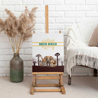 South Africa Wildlife Pride Canvas Wall Art Big Five with National Flag and Protea Floral Accent