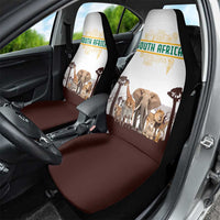 South Africa Wildlife Pride Car Seat Cover Big Five with National Flag and Protea Floral Accent