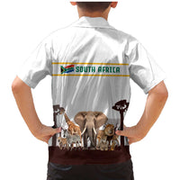 South Africa Wildlife Pride Family Matching Mermaid Dress and Hawaiian Shirt Big Five with National Flag and Protea Floral Accent