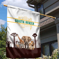South Africa Wildlife Pride Garden Flag Big Five with National Flag and Protea Floral Accent