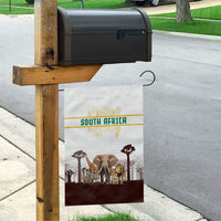 South Africa Wildlife Pride Garden Flag Big Five with National Flag and Protea Floral Accent