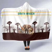 South Africa Wildlife Pride Hooded Blanket Big Five with National Flag and Protea Floral Accent