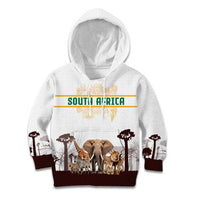 South Africa Wildlife Pride Kid Hoodie Big Five with National Flag and Protea Floral Accent