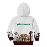 South Africa Wildlife Pride Kid Hoodie Big Five with National Flag and Protea Floral Accent