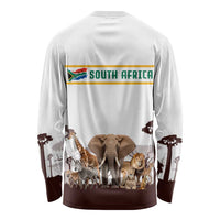 South Africa Wildlife Pride Long Sleeve Shirt Big Five with National Flag and Protea Floral Accent