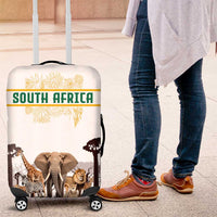 South Africa Wildlife Pride Luggage Cover Big Five with National Flag and Protea Floral Accent