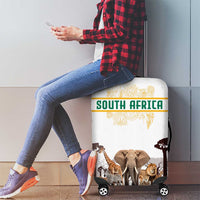South Africa Wildlife Pride Luggage Cover Big Five with National Flag and Protea Floral Accent