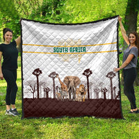 South Africa Wildlife Pride Quilt Big Five with National Flag and Protea Floral Accent