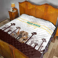 South Africa Wildlife Pride Quilt Big Five with National Flag and Protea Floral Accent