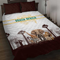 South Africa Wildlife Pride Quilt Bed Set Big Five with National Flag and Protea Floral Accent