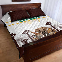 South Africa Wildlife Pride Quilt Bed Set Big Five with National Flag and Protea Floral Accent