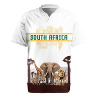 South Africa Wildlife Pride Rugby Jersey Big Five with National Flag and Protea Floral Accent