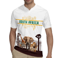 South Africa Wildlife Pride Rugby Jersey Big Five with National Flag and Protea Floral Accent