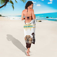 South Africa Wildlife Pride Sarong Big Five with National Flag and Protea Floral Accent