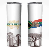 South Africa Wildlife Pride Skinny Tumbler Big Five with National Flag and Protea Floral Accent