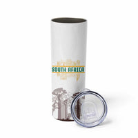 South Africa Wildlife Pride Skinny Tumbler Big Five with National Flag and Protea Floral Accent